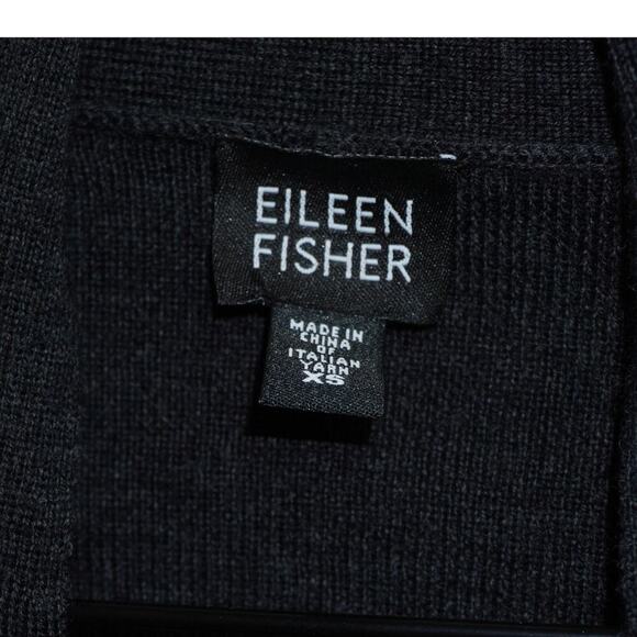 Eileen Fisher Charcoal Gray Open Front Knit Cardigan Sweater Italian Yarn XS - Picture 2 of 3